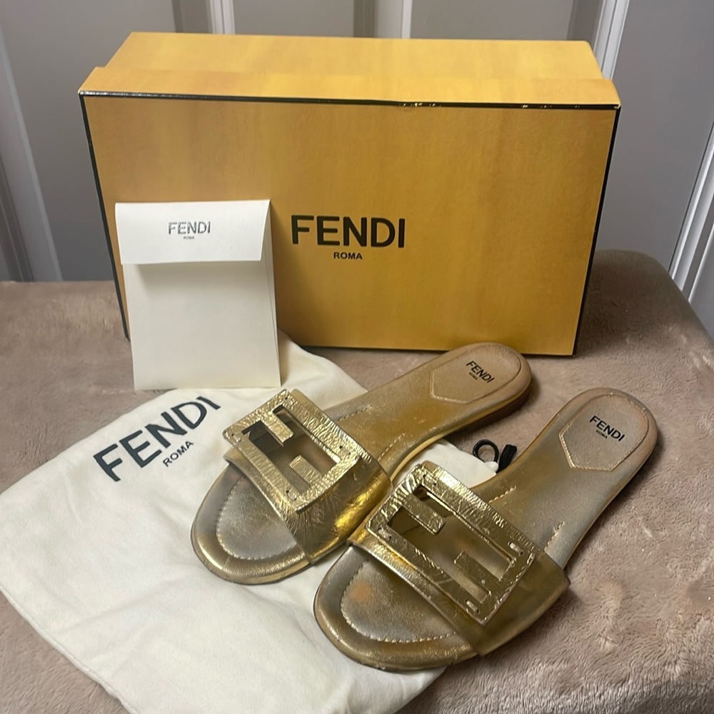 Fendi Gold Sandals/Flats